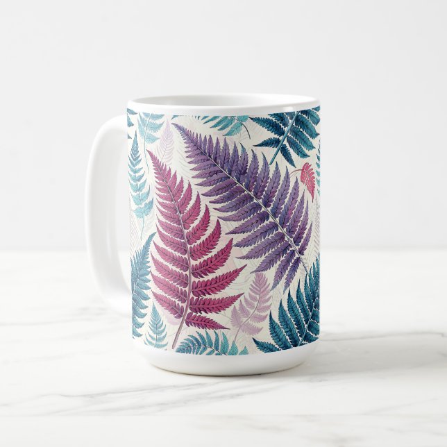 Caneca De Café Vintage-style botanical fern leaves (Frente Esquerda)