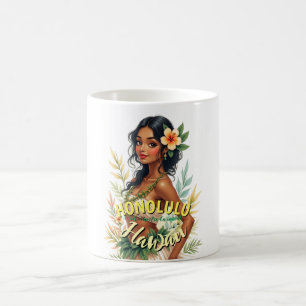 Caneca De Café Vintage Style Hawaii Viagem Honolulu Hula Girl