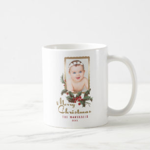 Caneca De Café Vintage Style Holly   Feliz Natal   Foto