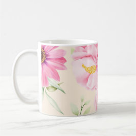 Caneca De Café Vintage Style print with pink flowers & Roses