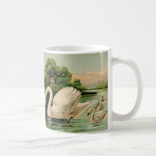 Caneca De Café Vintage Swan no lago (Direita)