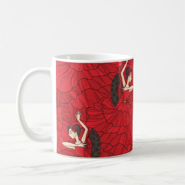 Caneca De Café Vintage Tango Flamenco Dance Patterno (Esquerda)