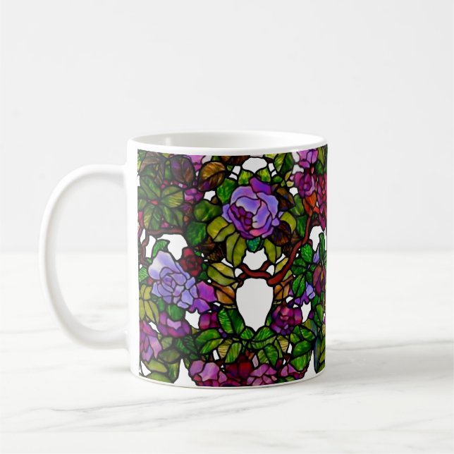Caneca De Café Vintage Tiffany Vidro Estido Rosas (Esquerda)