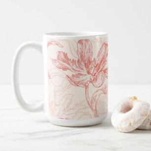 Caneca De Café Vintage Tulip Floral Patterno