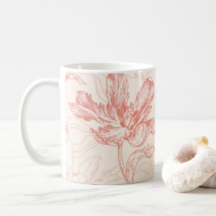 Caneca De Café Vintage Tulip Floral Patterno