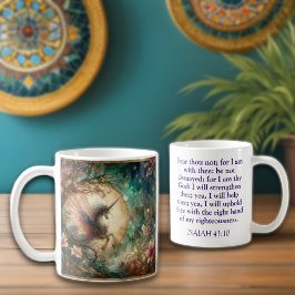 Caneca De Café Vintage Unicorn Isaiah 41:10 Escritura Cristã