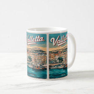 Caneca De Café Vintage Valletta, lembranças e presentes de viagem