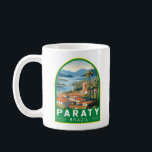 Caneca De Café Vintage Viagem de Arte do Brasil Paraty<br><div class="desc">Design de viagem de vetor retrô parcial. Paraty é uma pequena cidade apoiada por montanhas na Costa Verde,  do Brasil,  entre o Rio de Janeiro e São Paulo.</div>