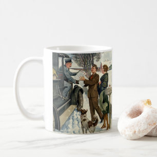 Caneca De Café Vintage Victorian Christmas Mailman Delivery
