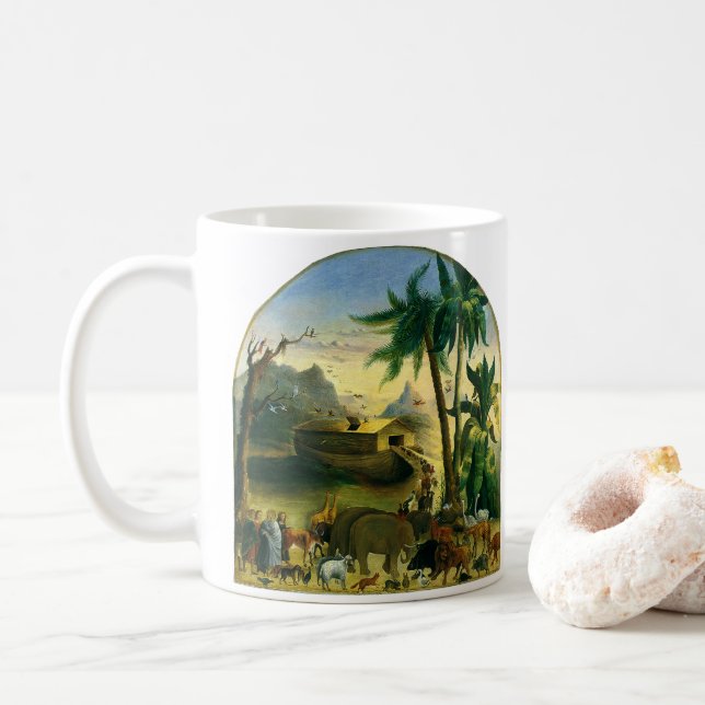 Caneca De Café Vintage Victorian Folk Art, Noah's Ark by Hidley (Com Donut)
