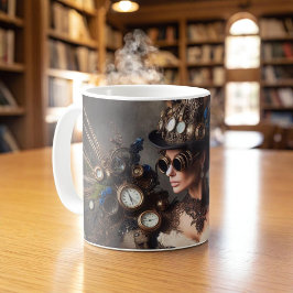 Caneca De Café Vintage Victorian Steampunk Clockwork Time Lady