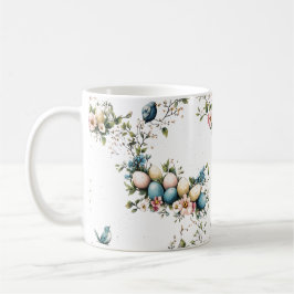 Caneca De Café Vintage Watercolor Easter Birds & Floral Spring