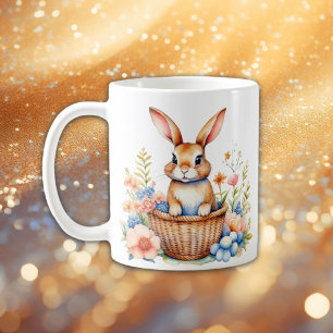 Caneca De Café Vintage Watercolor Easter Bunny Personalizado