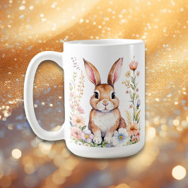 Caneca De Café Vintage Watercolor Easter Bunny Personalizado