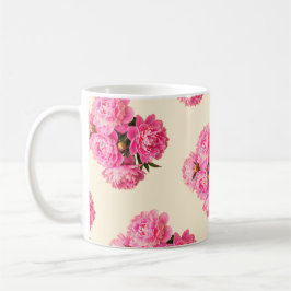 Caneca De Café Vintage Watercolor Pink Peonies Floral