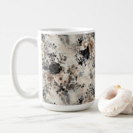 Caneca De Café Vintage Watercolor Rosas em bege, preto, creme