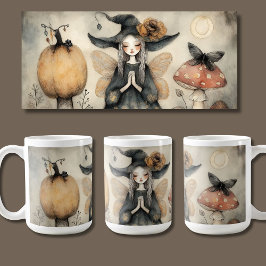 Caneca De Café Vintage Whimsical Halloween Witold com Asas