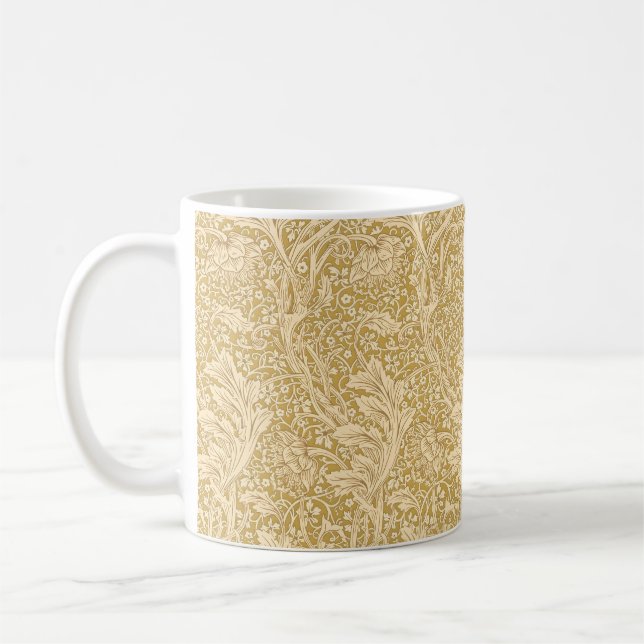 Caneca De Café Vintage William Morris Arcadia Dourado Sem Costura (Esquerda)