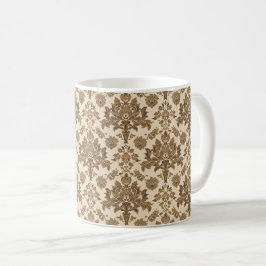 Caneca De Café Vintage William Morris Venetian Floral Brown White