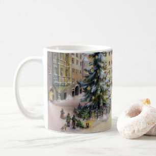 Caneca De Café Vintage Winter Town Christmas