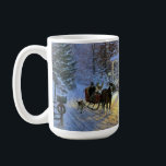 Caneca De Café Vintage Winter Town Christmas Hors (Horto de Natal<br><div class="desc">Vintage Winter Town Snowée Natal com trenó de neve desenhado a cavalo</div>