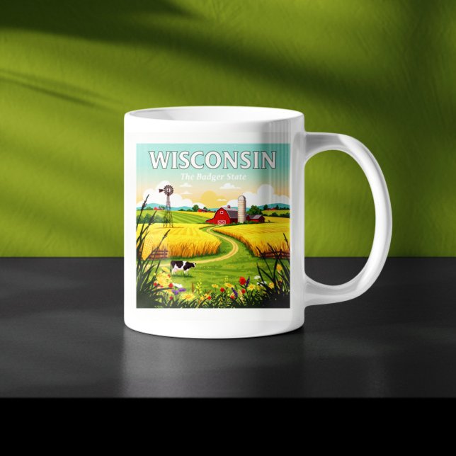 Caneca De Café Vintage Wisconsin (Criador carregado)