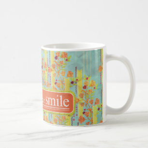 Caneca De Café Vintage Yellow Orange Azure Ribbons Strips Mug