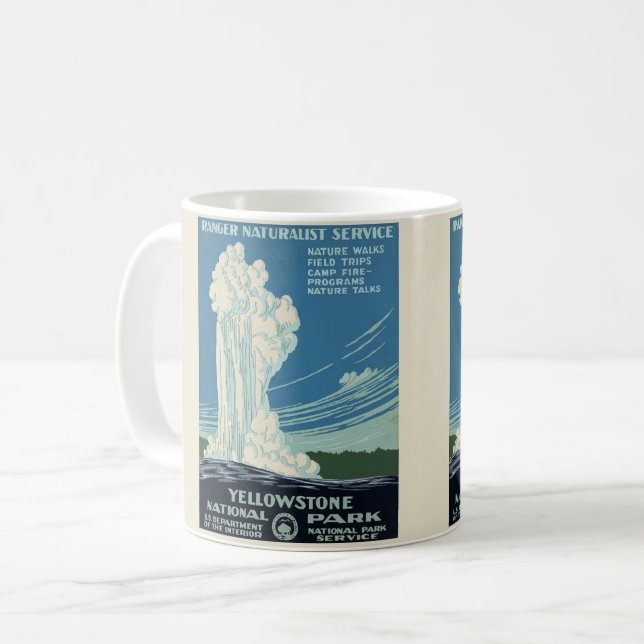 Caneca De Café Vintage Yellowstone Park Poster (Frente Esquerda)