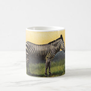 Caneca De Café Vintage Zebra na savana africana, animal selvagem