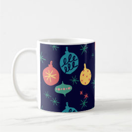 Caneca De Café Vintagem Amarela Verde da Bola de Natal
