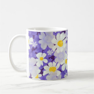 Caneca De Café Vintagem Colorida: Padrão de Flor Sem Costura