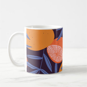 Caneca De Café Vintagem De Toranja, Padrão De Fruta Tropical.