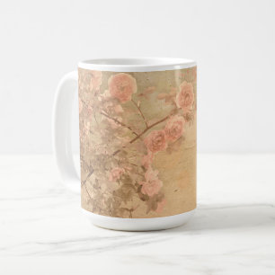 Caneca De Café Vintagem Dourada de ramificação de Rosa cor-de-ros