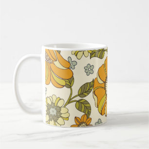 Caneca De Café Vintagem Floral De Grande Escala Colorida, Desenha