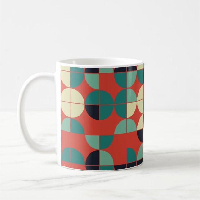 Caneca De Café Vintagem Geométrica, Padrão Invisível. (Esquerda)