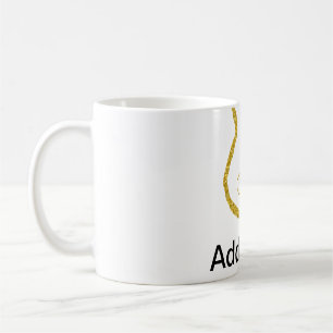 Caneca De Café Violão acústico brilho dourado adicionar nome dood