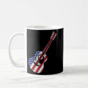 Caneca De Café Violão Acústico - Cores de Bandeira Americanas - G