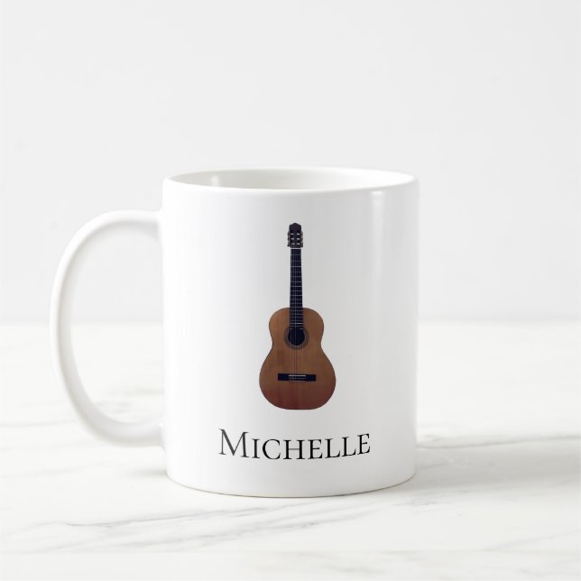 Caneca De Café Violão Acústico Musical Personalizado (Esquerda)