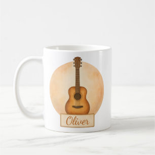 Caneca De Café Violão Acústico Nome Personalizado Para Amantes de