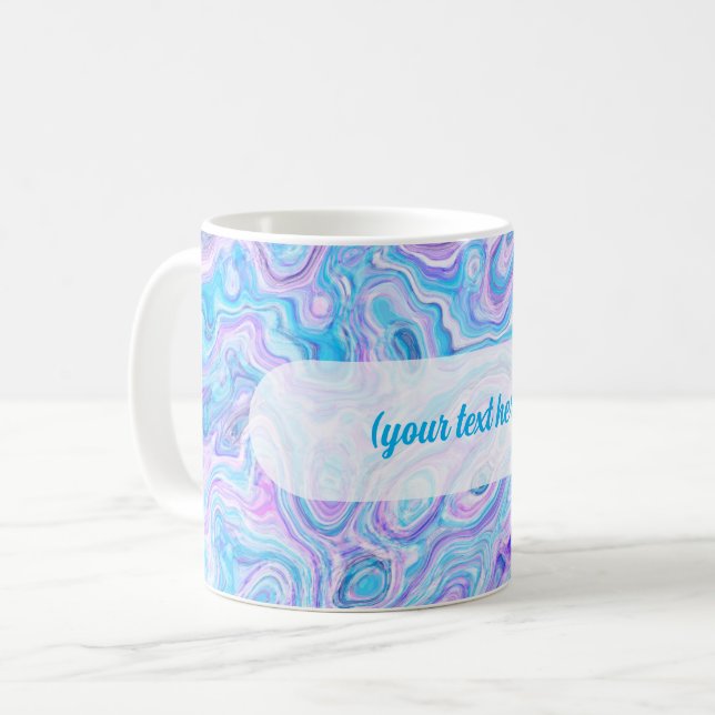Caneca De Café Violet Blue Marble Texture Abstract Liquid Paint (Frente Esquerda)