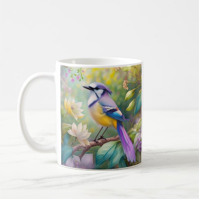 Caneca De Café Violet Tufted Jay Fantasy Bird (Esquerda)