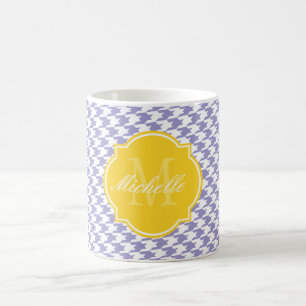 Caneca De Café Violet Tulip Houndstooth Monograma