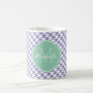 Caneca De Café Violet Tulip Houndstooth Monograma