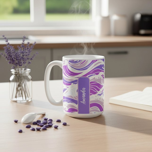 Caneca De Café Violet Wave Pattern (Criador carregado)