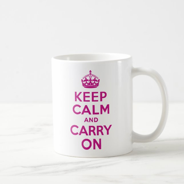 Caneca De Café Violeta Vermelho Fique Calmo e Continue (Direita)