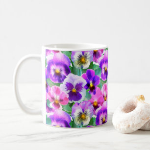 Caneca De Café Violetas Coloridas Pansy Flower  