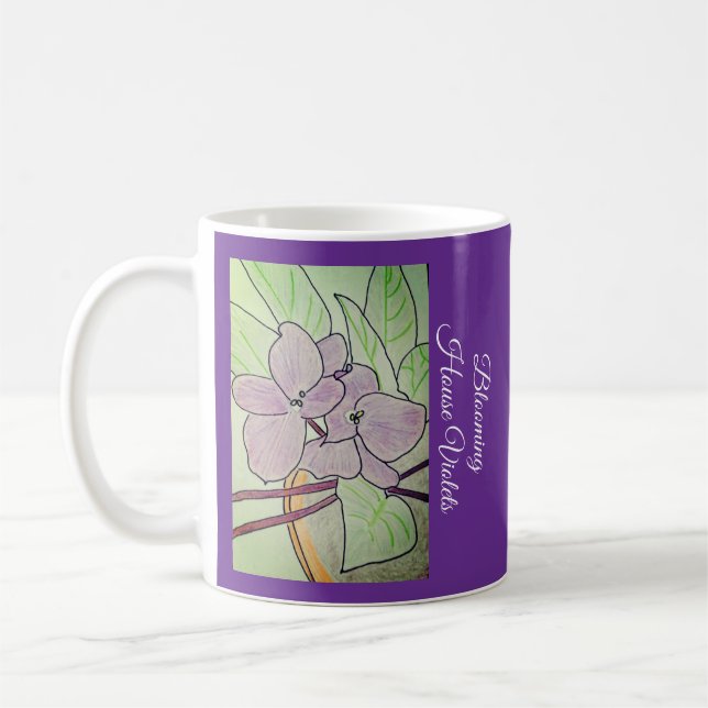 Caneca De Café Violetas Domésticas em Flor (Esquerda)