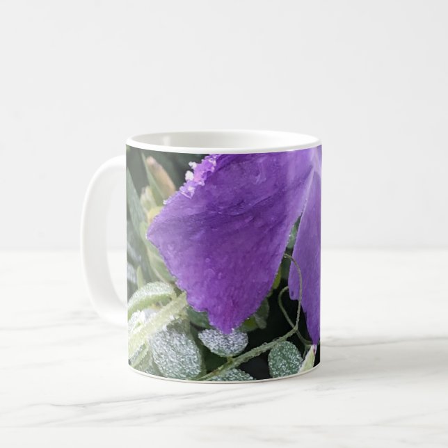 Caneca De Café Violetas Empolvilhadas (Frente Esquerda)