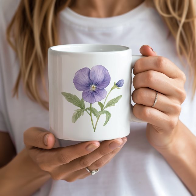 Caneca De Café Violetas Flor de Nascimento de Fevereiro (purple violets February birth flower personalized mug)