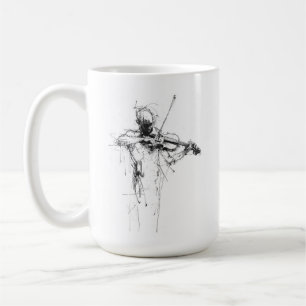 Caneca De Café Violinista abstrato Elegante